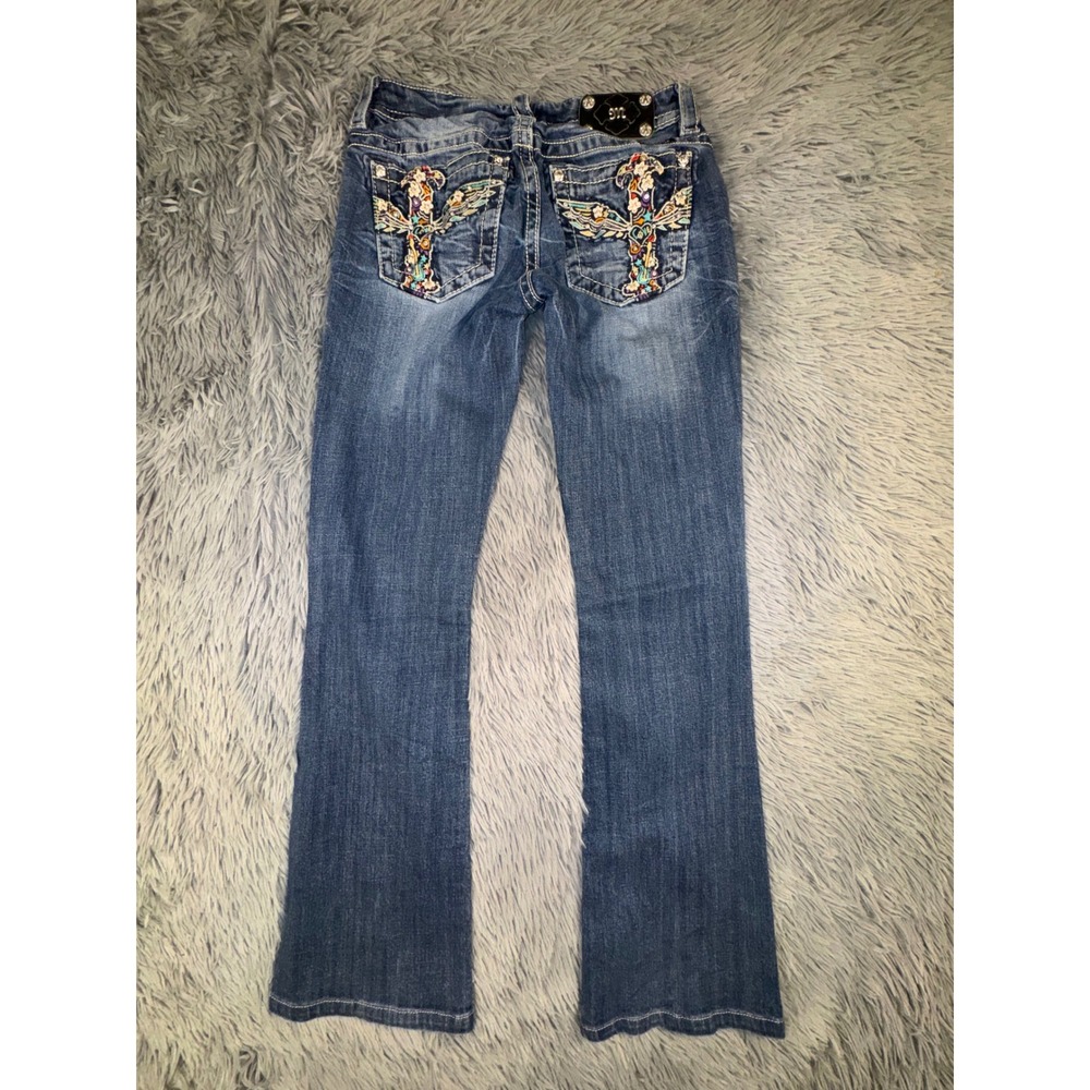 Miss Me Women's 28 Boot Jeans Embellished Cross Pockets western Style 28x29 Y2K - Picture 11 of 13